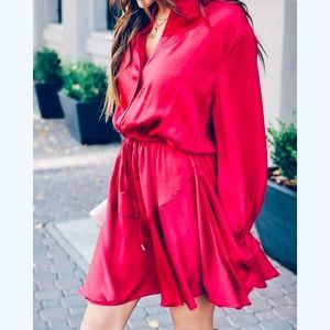 NWT Vici Red Satin Swing Dress